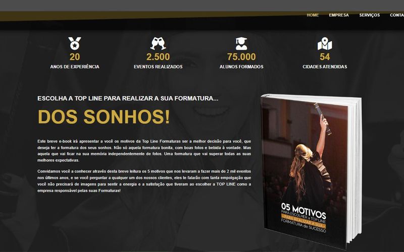 Site da Top Line Formaturas